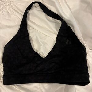 Ryderwear black cheetah print sports bra halter